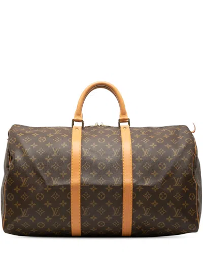 Pre-owned Louis Vuitton 1991 Monogram Keepall 50 Travel Bag In Brown