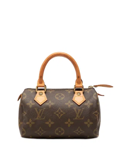Pre-owned Louis Vuitton 1991 Monogram Mini Speedy Hl Satchel In Brown