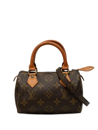 Pre-owned Louis Vuitton 1991 Monogram Mini Speedy Hl Satchel In Brown