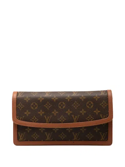 Pre-owned Louis Vuitton 1991 Monogram Pochette Dame Gm Clutch Bag In Brown