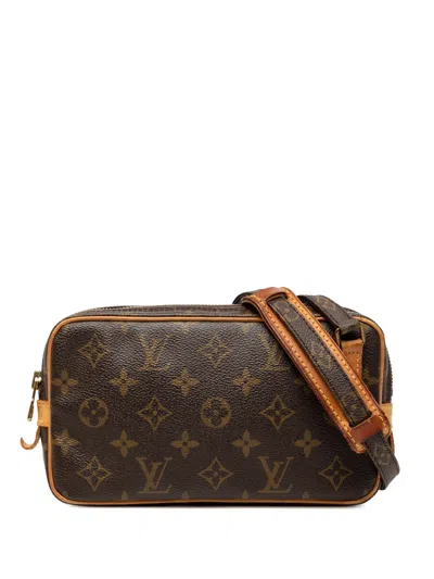 Pre-owned Louis Vuitton 1991 Monogram Pochette Marly Bandouliere Crossbody Bag In Brown