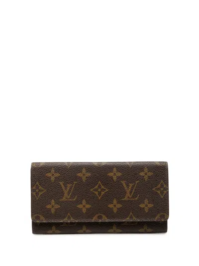 Pre-owned Louis Vuitton 1991 Monogram Portefeuille Sarah Wallet Long Wallets In Brown