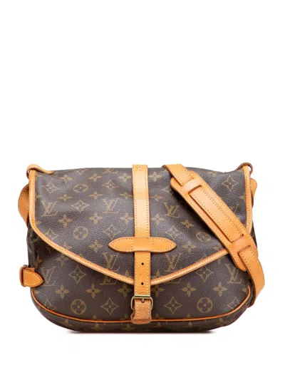 Pre-owned Louis Vuitton 1991 Monogram Saumur 25 Crossbody Bag In Brown