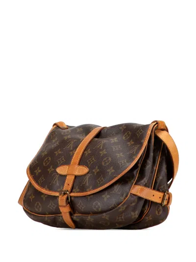 Pre-owned Louis Vuitton 1991 Monogram Saumur 25 Crossbody Bag In Brown