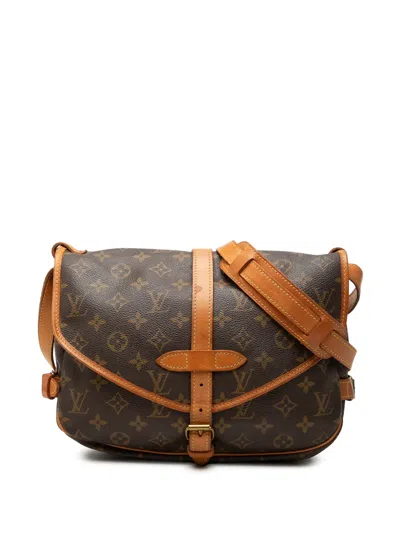 Pre-owned Louis Vuitton 1991 Monogram Saumur 30 Crossbody Bag In Brown