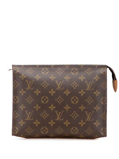 Pre-owned Louis Vuitton 1991 Monogram Toiletry Pouch 26 Clutch Bag In Brown