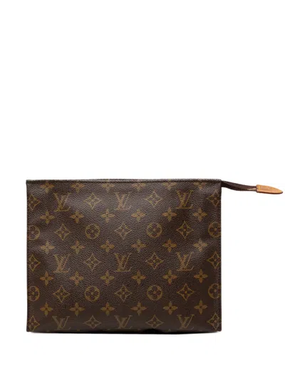 Pre-owned Louis Vuitton 1991 Monogram Toiletry Pouch 26 Clutch Bag In Brown