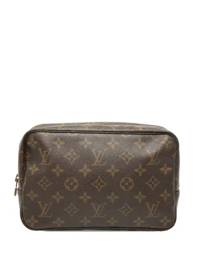 Pre-owned Louis Vuitton 1991 Monogram Trousse Toilette 23 Clutch Bag In Brown
