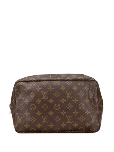 Pre-owned Louis Vuitton 1991 Monogram Trousse Toilette 28 Clutch Bag In Brown