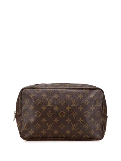 Pre-owned Louis Vuitton 1991 Monogram Trousse Toilette 28 Clutch Bag In Brown