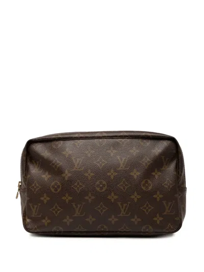 Pre-owned Louis Vuitton 1991 Monogram Trousse Toilette 28 Clutch Bag In Brown
