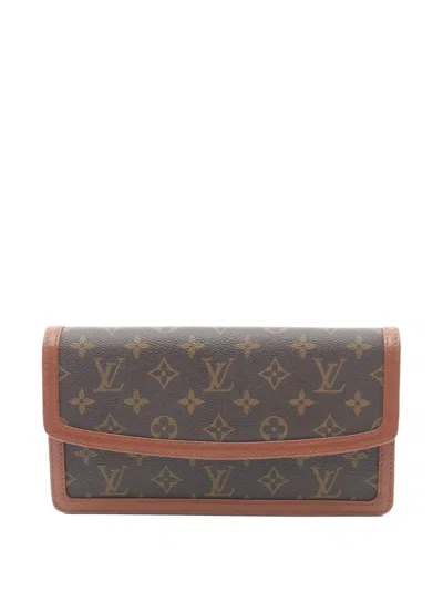 Pre-owned Louis Vuitton 1991 Pochette Dam Pm Clutch Bag In Brown