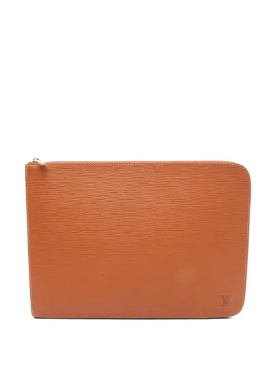 Pre-owned Louis Vuitton 1991 Small Épi-leather Clutch Bag In Brown