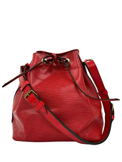 Pre-owned Louis Vuitton 1992 Epi Petit Noe Bucket Bag In Red