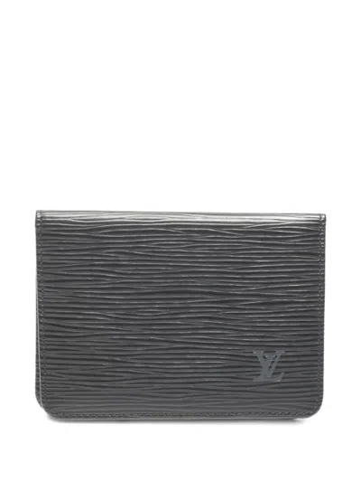 Pre-owned Louis Vuitton 1992 Epi Porto Embossed Card Holder In Gray