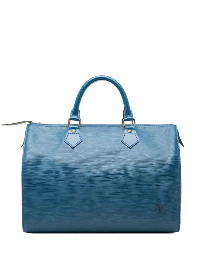 Pre-owned Louis Vuitton 1992 Epi Speedy 30 Boston Bag In Blue