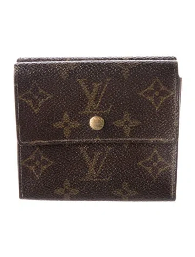 Pre-owned Louis Vuitton 1992 Lv Monogram Elise Wallet In Brown
