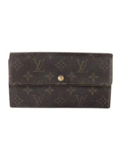 Pre-owned Louis Vuitton 1992 Lv Monogram Wallet In Brown