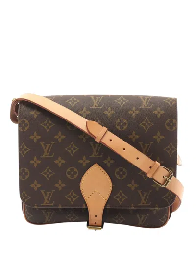 Pre-owned Louis Vuitton 1992 Monogram Cartouchiere Gm Crossbody Bag In Brown
