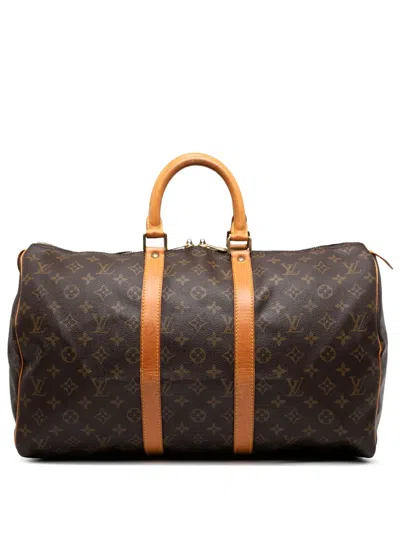 Pre-owned Louis Vuitton 1992 Monogram Keepall 45 Travel Bag In Brown
