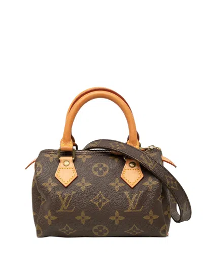 Pre-owned Louis Vuitton 1992 Monogram Mini Speedy Hl Satchel In Brown
