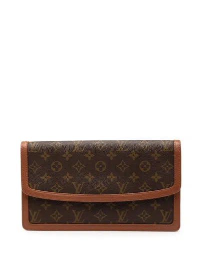 Pre-owned Louis Vuitton 1992 Monogram Pochette Dame Gm Clutch Bag In Brown