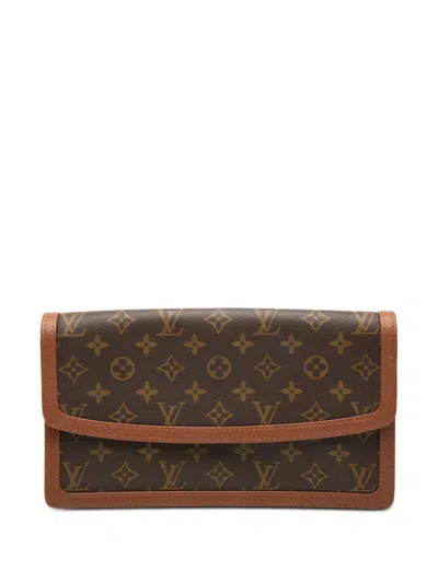 Pre-owned Louis Vuitton 1992 Monogram Pochette Dame Gm Clutch Bag In Brown
