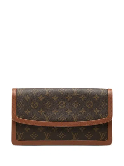 Pre-owned Louis Vuitton 1992 Monogram Pochette Dame Gm Clutch Bag In Brown
