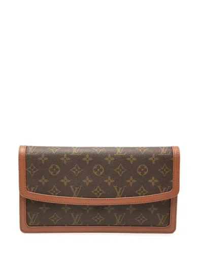 Pre-owned Louis Vuitton 1992 Monogram Pochette Dame Gm Clutch Bag In Brown