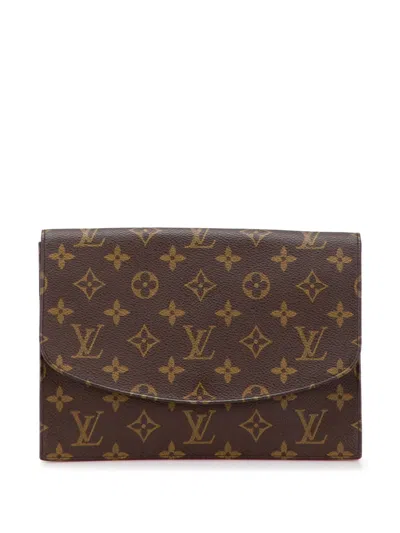 Pre-owned Louis Vuitton 1992 Monogram Pochette Rabat 23 Clutch Bag In Brown