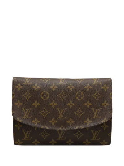 Pre-owned Louis Vuitton 1992 Monogram Pochette Rabat 23 Clutch Bag In Brown