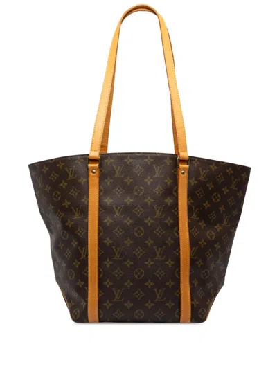 Pre-owned Louis Vuitton 1992 Monogram Sac Shopping Tote Bag In Brown