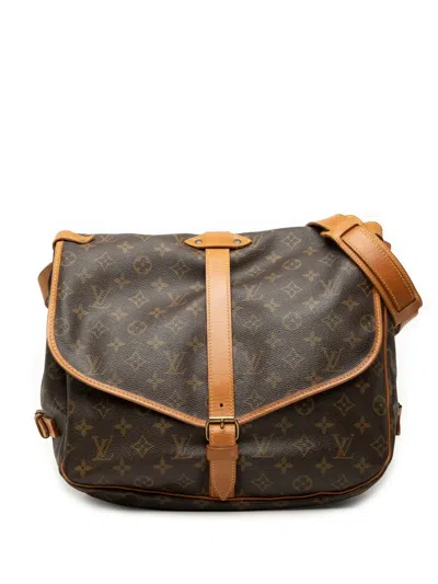 Pre-owned Louis Vuitton 1992 Monogram Saumur 35 Crossbody Bag In Brown