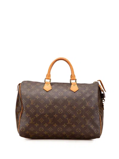 Pre-owned Louis Vuitton 1992 Monogram Speedy 35 Boston Bag In Brown