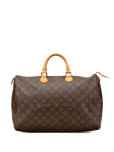 Pre-owned Louis Vuitton 1992 Monogram Speedy 40 Boston Bag In Brown