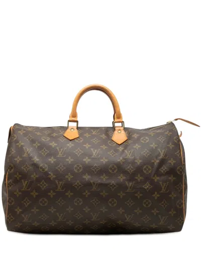 Pre-owned Louis Vuitton 1992 Monogram Speedy 40 Boston Bag In Brown