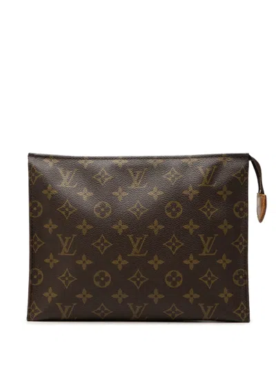 Pre-owned Louis Vuitton 1992 Monogram Toiletry Pouch 26 Clutch Bag In Brown