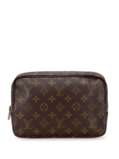 Pre-owned Louis Vuitton 1992 Monogram Trousse Toilette 23 Clutch Bag In Brown