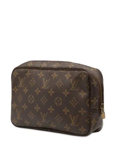 Pre-owned Louis Vuitton 1992 Monogram Trousse Toilette 23 Clutch Bag In Brown