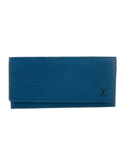 Pre-owned Louis Vuitton 1993 Epi Leather Wallet In Blue