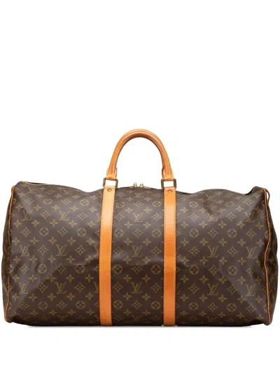 Pre-owned Louis Vuitton 1993 Monogram Keepall 55 Travel Bag In Brown