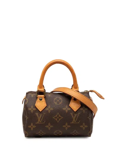 Pre-owned Louis Vuitton 1993 Monogram Nano Speedy Bandouliere Satchel In Brown