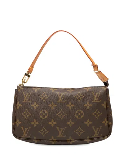 Pre-owned Louis Vuitton 1993 Monogram Pochette Accessoires Shoulder Bag In Brown