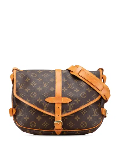 Pre-owned Louis Vuitton 1993 Monogram Saumur 30 Crossbody Bag In Brown