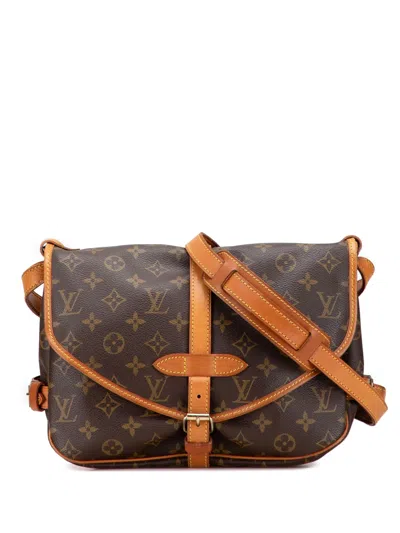 Pre-owned Louis Vuitton 1993 Monogram Saumur 30 Crossbody Bag In Brown