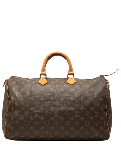 Pre-owned Louis Vuitton 1993 Monogram Speedy 40 Boston Bag In Brown