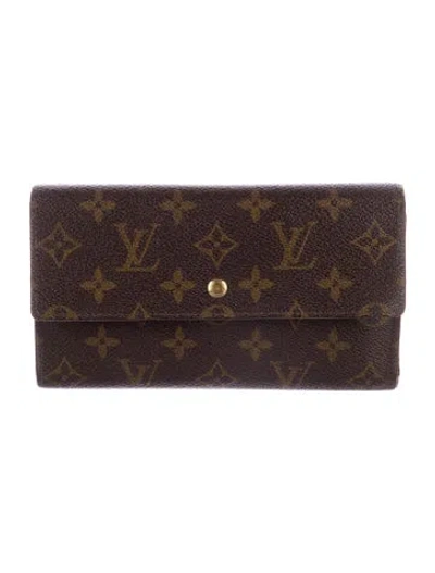 Pre-owned Louis Vuitton 1994 Coated Canvas Wallet In Brown