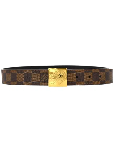 Pre-owned Louis Vuitton 1994 Damier Ebène Belt In Brown