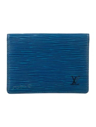 Pre-owned Louis Vuitton 1994 Epi Leather Wallet In Blue