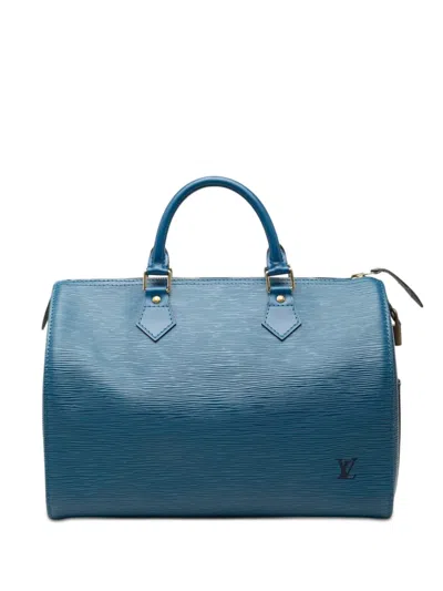 Pre-owned Louis Vuitton 1994 Epi Speedy 35 Boston Bag In Blue